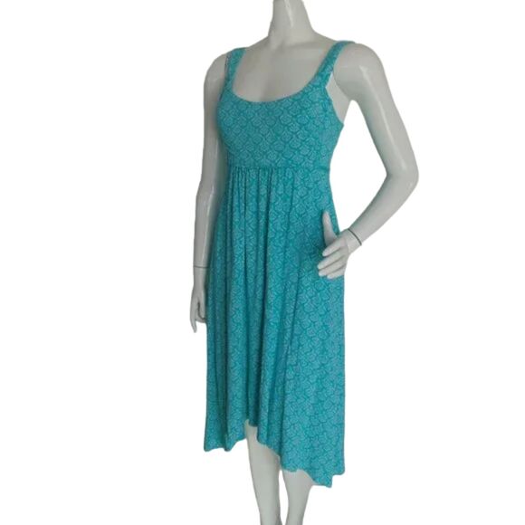 FRESH PRODUCE Summer Dress, XS, Aqua Blue, Straps, Smocked Back, Asym hem - Picture 5 of 12